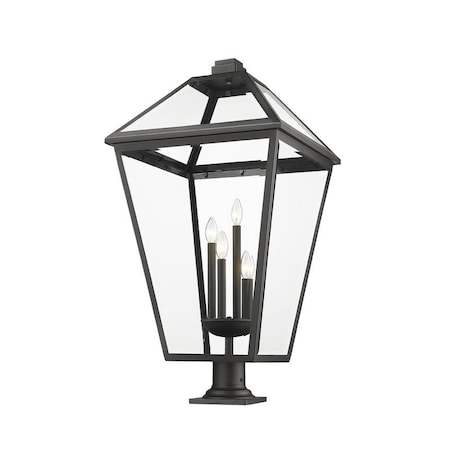 Z-Lite Talbot 4 Light Outdoor Pier Mounted Fixture, Black & Clear Beveled 579PHXLXR-533PM-BK